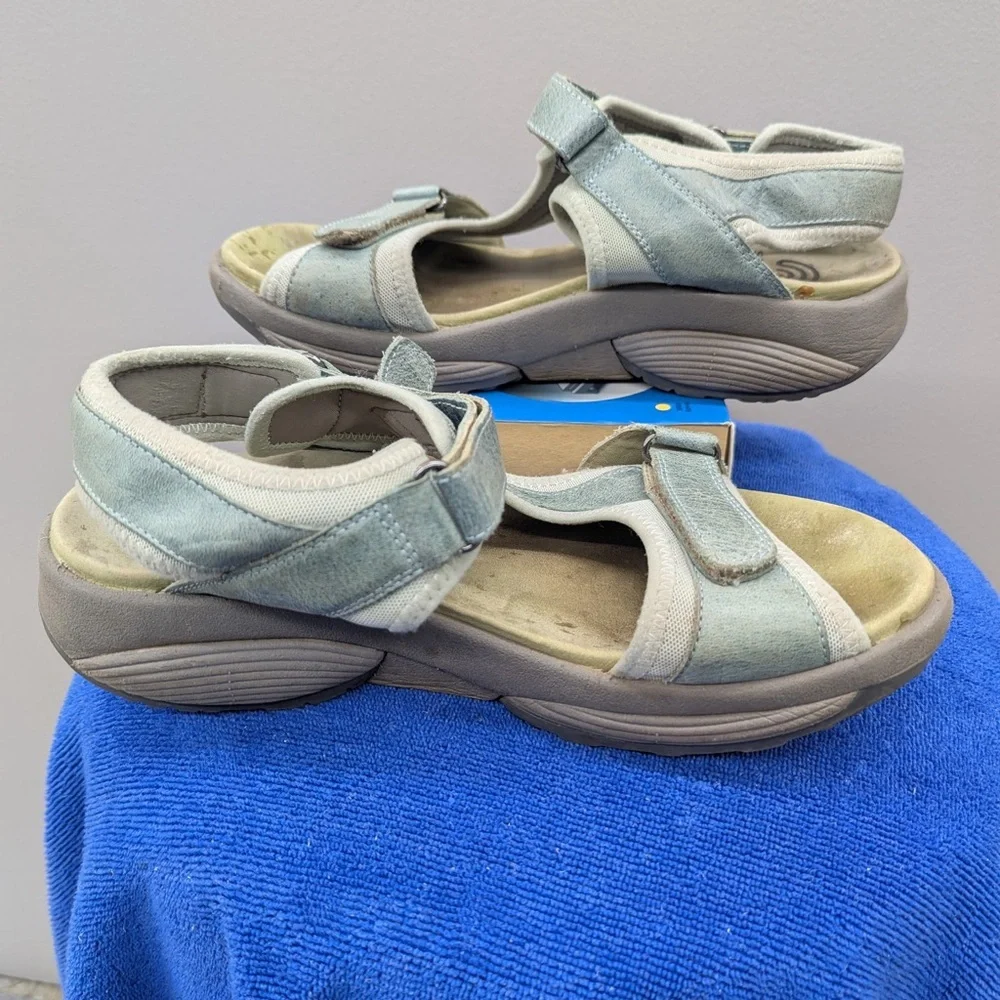 Mephisto Sandals Womens EU39 Slingback Light Blue Leather Causal Stretch Walkers - Picture 6 of 7
